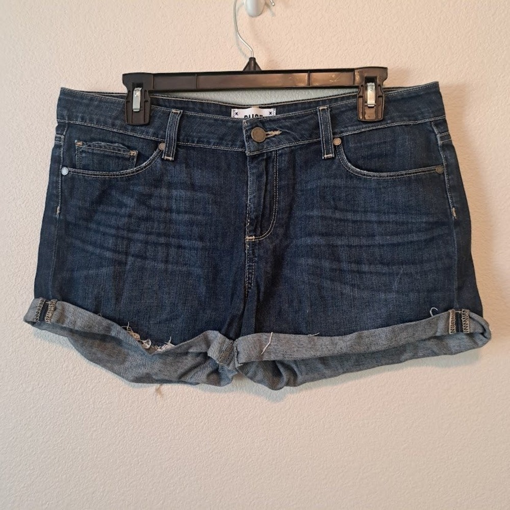 Paige Jimmy Jimmy Short Dark Wash Denim Cuffed Boyfriend Jean Shorts Size 29